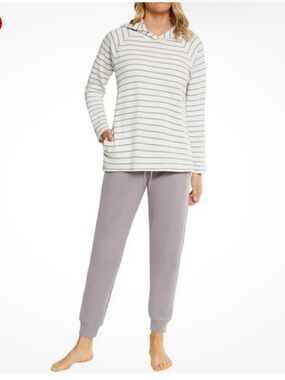 Max & Mia Waffle knit Striped Hooded Lounge Set